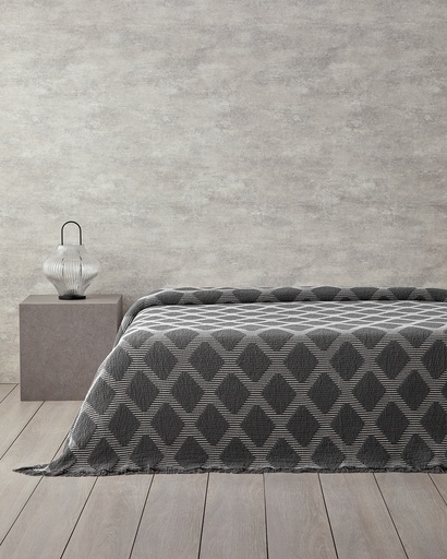 [10043491003] Morgan Bed Spread WHITE COLLECTION (210x230cm, Anthracite)