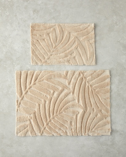 [10042921001] Leafy Joy Bath Mat Set Timeless