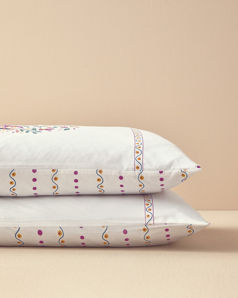 Folk Blossom Pillow Case Exotic Carnival