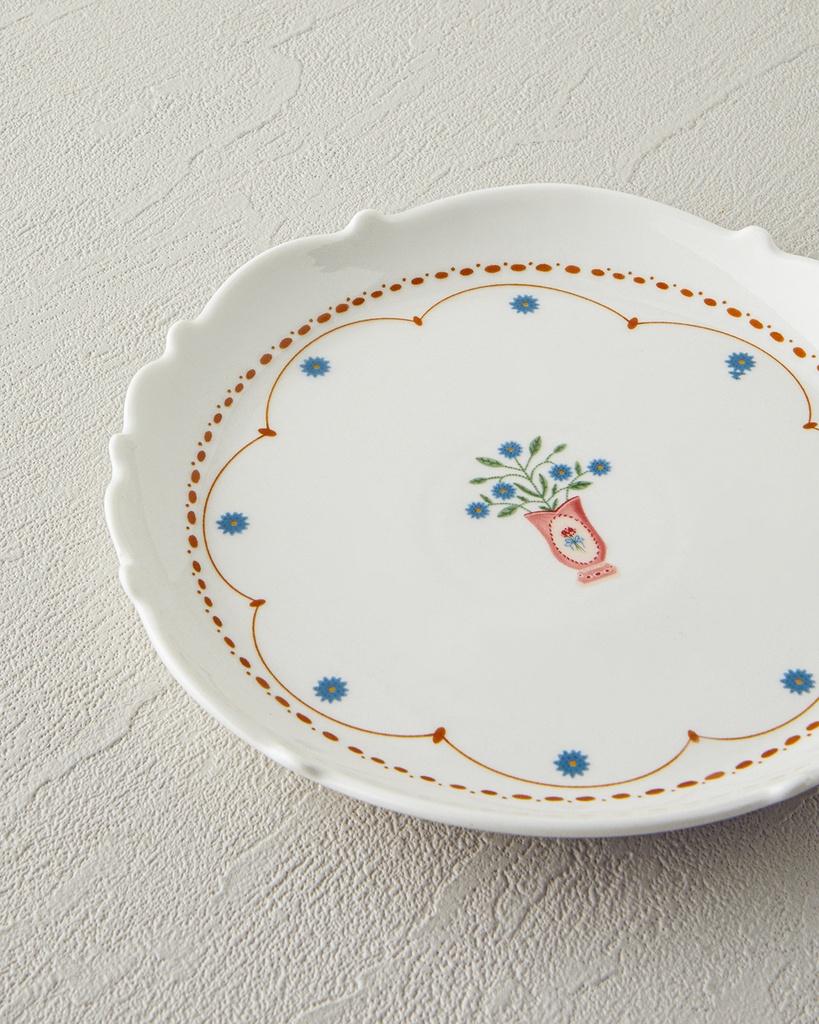 Retro Ruby Cake Plate Ornate Retro