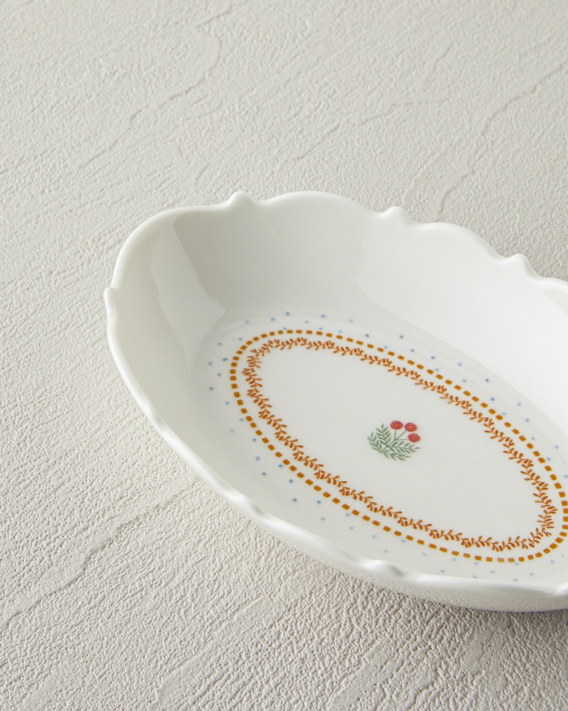 Retro Rosy Rectangular Plate Ornate Retro