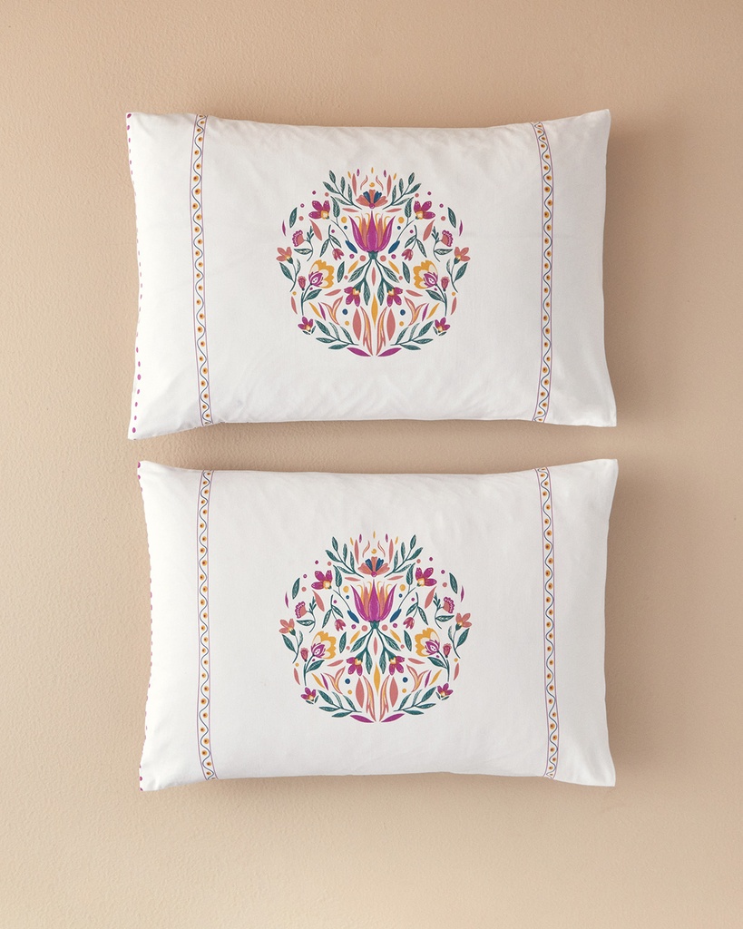 Folk Blossom PillowCase Exotic Carnival