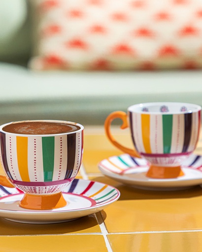 [10038624001] Exotic Strip Coffee Cup Set Basic Üst Segment